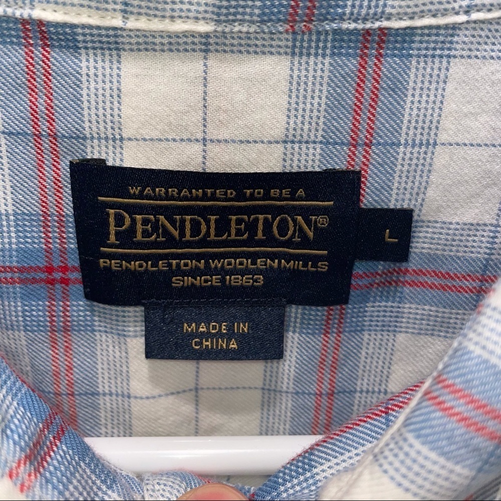 Pendleton Plaid Button Down Shirt Size L - image 3